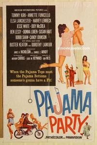 n859 PAJAMA PARTY one-sheet movie poster '64 Kirk, Annette Funicello