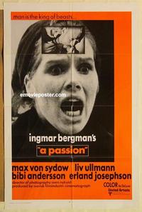n865 PASSION one-sheet movie poster '70 Ingmar Bergman, Liv Ullmann