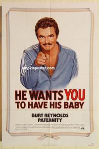 n866 PATERNITY one-sheet movie poster '81 Burt Reynolds, Lettick artwork!