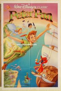 n869 PETER PAN one-sheet movie poster R89 Walt Disney classic!