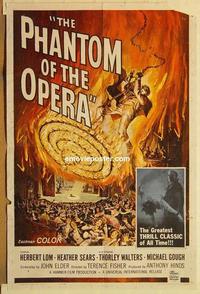 n873 PHANTOM OF THE OPERA one-sheet movie poster '62 Hammer, Herbert Lom