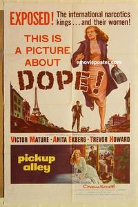 n876 PICKUP ALLEY one-sheet movie poster '57 Anita Ekberg, DOPE picture!