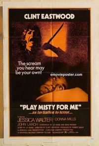 n881 PLAY MISTY FOR ME one-sheet movie poster '71 Clint Eastwood