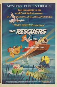 n927 RESCUERS one-sheet movie poster '77 Walt Disney mice cartoon!