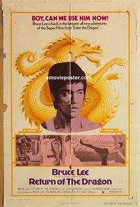 n929 RETURN OF THE DRAGON one-sheet movie poster '74 Bruce Lee classic!