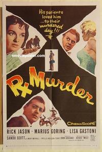 n954 Rx MURDER one-sheet movie poster '58 Marius Goring, crazy doc!