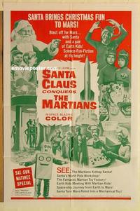 n960 SANTA CLAUS CONQUERS THE MARTIANS one-sheet movie poster '64 wacky!