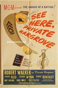 n972 SEE HERE PRIVATE HARGROVE one-sheet movie poster '44 Robert Walker