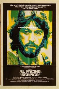 n977 SERPICO int'l one-sheet movie poster '74 Al Pacino crime classic!