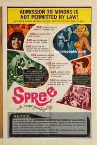 p019 SPREE one-sheet movie poster '67 Jayne Mansfield, Las Vegas!