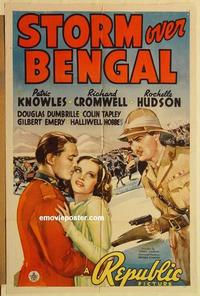 p030 STORM OVER BENGAL one-sheet movie poster '38 Patric Knowles, Cromwell