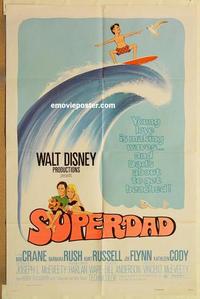 p048 SUPERDAD one-sheet movie poster '74 Walt Disney, surfing image!