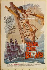 p082 THAR SHE BLOWS one-sheet movie poster '69 seafaring sex, great art!