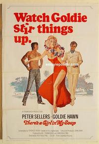 p083 THERE'S A GIRL IN MY SOUP rare style A one-sheet movie poster '71 Hawn