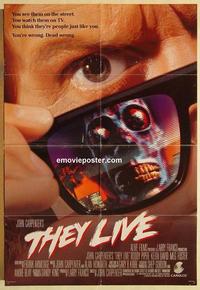 p086 THEY LIVE int'l one-sheet movie poster '88 Roddy Piper, John Carpenter