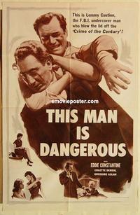 p091 THIS MAN IS DANGEROUS one-sheet movie poster '55 Eddie Constantine