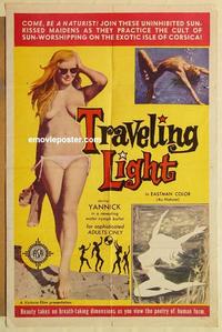p114 TRAVELING LIGHT one-sheet movie poster '60s sun-kissed nudist!