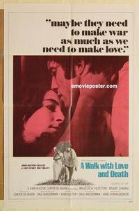 p143 WALK WITH LOVE & DEATH one-sheet movie poster '69 John, Anjelica Huston
