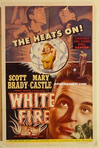 p167 WHITE FIRE one-sheet movie poster '53 Mary Castle, English film noir!