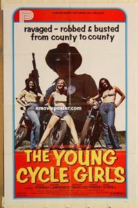 p189 YOUNG CYCLE GIRLS one-sheet movie poster '77 very sleazy riders!