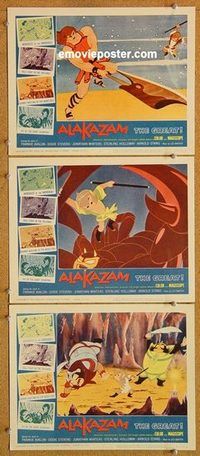 s035 ALAKAZAM THE GREAT 3 movie lobby cards '61 early Japanese anime!