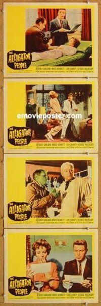 s039 ALLIGATOR PEOPLE 4 movie lobby cards '59 Beverly Garland, Chaney