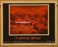 s049 ANIMAL WORLD movie lobby card #5 '56 great dinosaur image!