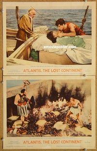 s056 ATLANTIS THE LOST CONTINENT 2 movie lobby cards '61 George Pal