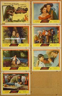 s079 BEAST OF HOLLOW MOUNTAIN 7 movie lobby cards '56 dinosaur western!