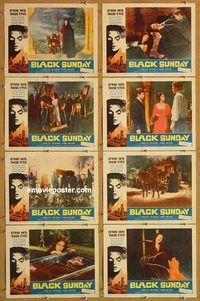 s106 BLACK SUNDAY 8 movie lobby cards '61 Mario Bava, AIP demon!