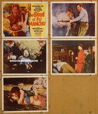 s111 BLOOD OF FU MANCHU 5 movie lobby cards '68 Christopher Lee, Franco
