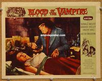 s112 BLOOD OF THE VAMPIRE movie lobby card #6 '58 great image!