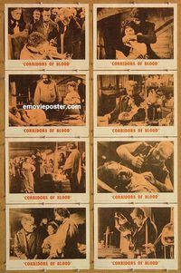 s162 CORRIDORS OF BLOOD 8 movie lobby cards '63 Boris Karloff,Chris Lee