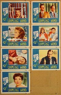 s166 CRAWLING HAND 7 movie lobby cards '63 wacky horror sci-fi!