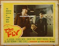 s256 FLY movie lobby card #7 '58 Vincent Price, Herbert Marshall