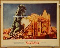 s301 GORGO movie lobby card #5 '61 great image of monster on rampage!
