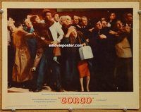 s306 GORGO movie lobby card #6 '61 Travers flees in horror with crowd!