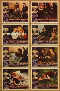 s332 HORRORS OF THE BLACK MUSEUM 8 movie lobby cards '59 AIP murder!