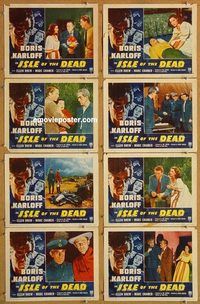 s386 ISLE OF THE DEAD 8 movie lobby cards R53 Boris Karloff, Drew