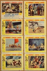 s403 JOURNEY TO THE CENTER OF THE EARTH 8 movie lobby cards '59 Verne