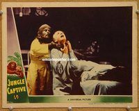 s412 JUNGLE CAPTIVE #6 movie lobby card '45 ape woman chokes victim!