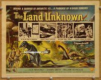 s438 LAND UNKNOWN movie title lobby card '57 dinosaurs, sci-fi!