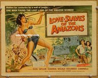 s457 LOVE-SLAVES OF THE AMAZONS movie title lobby card '57 Taylor, Segale