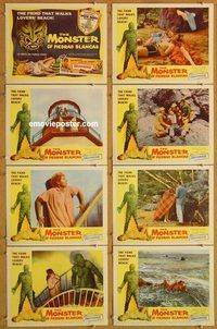 s501 MONSTER OF PIEDRAS BLANCAS 8 movie lobby cards '59 schlock!