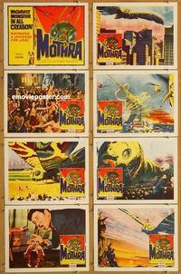 s509 MOTHRA 8 movie lobby cards '62 Toho, Ishiro Honda!