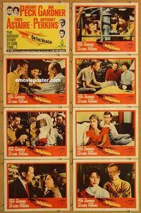s546 ON THE BEACH 8 movie lobby cards '59 Greg Peck, Ava Gardner