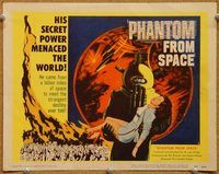 s553 PHANTOM FROM SPACE movie title lobby card '53 space-suited alien!