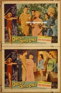 s580 QUEEN OF OUTER SPACE 2 movie lobby cards '58 Zsa Zsa Gabor!