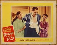 s591 RETURN OF THE FLY movie lobby card #5 '59 Vincent Price, horror!