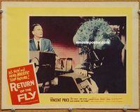 s590 RETURN OF THE FLY movie lobby card #6 '59 great giant fly image!